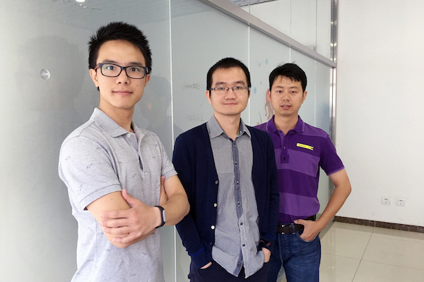 智行者创始人团队，从左至右分别为CTO霍舒豪、CEO张德兆与副总经理王肖