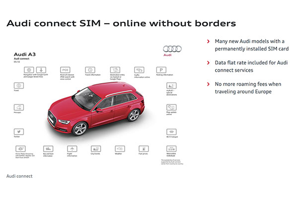 奥迪推出Connect SIM，将汽车变为“全球通”