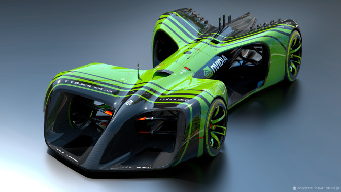 参加今年首届Roborace大奖赛的无人驾驶赛车渲染图